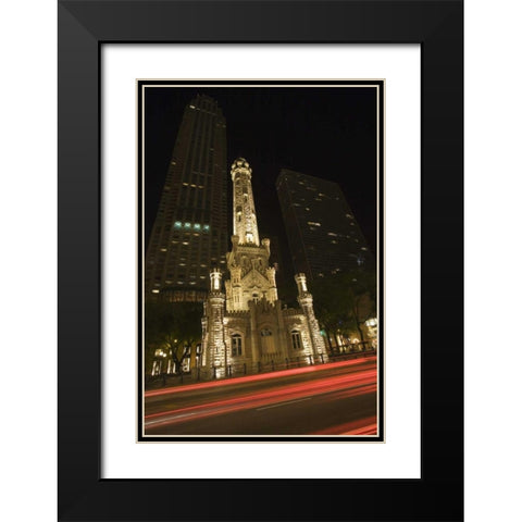 Illinois, Chicago Water Tower on Michigan Avenue Black Modern Wood Framed Art Print with Double Matting by Flaherty, Dennis