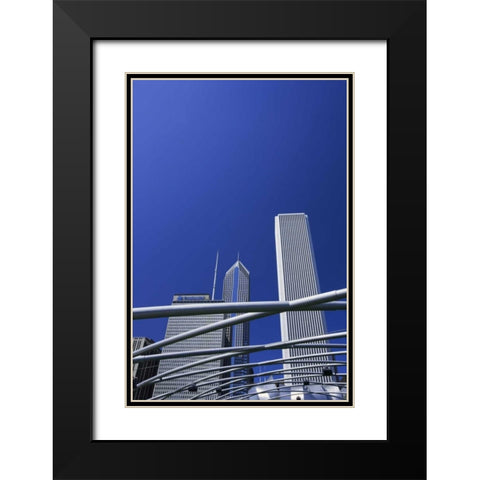 IL, Chicago Pipes over Jay Pritzker Pavilion Black Modern Wood Framed Art Print with Double Matting by Flaherty, Dennis