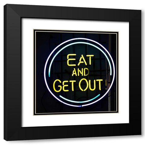 Illinois, Chicago Humorous neon sign at a diner Black Modern Wood Framed Art Print with Double Matting by Kaveney, Wendy