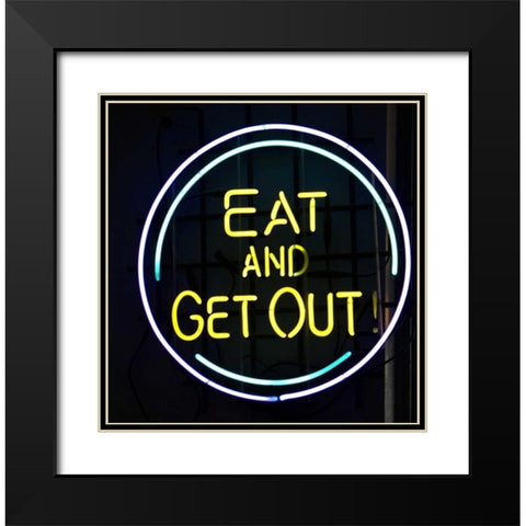 Illinois, Chicago Humorous neon sign at a diner Black Modern Wood Framed Art Print with Double Matting by Kaveney, Wendy