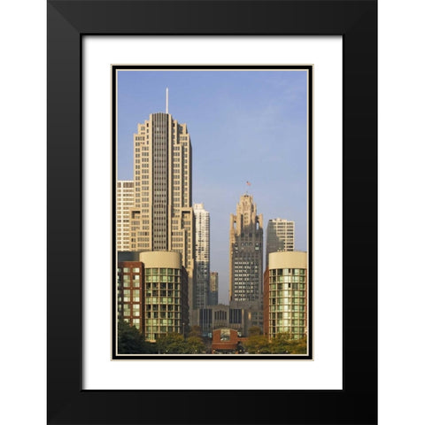 USA, Illinois, Chicago Downtown buildings Black Modern Wood Framed Art Print with Double Matting by Flaherty, Dennis