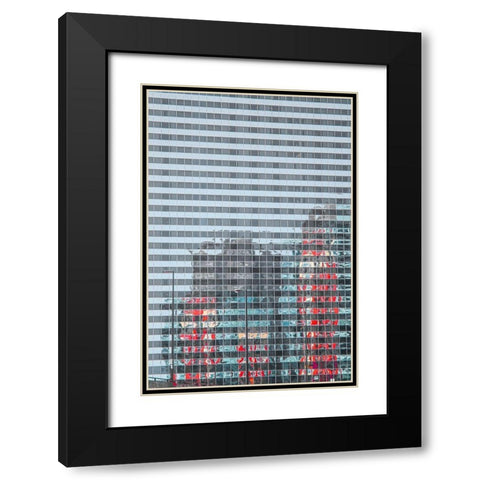 Shot from the Chicago River in downtown Chicago-reflections of city skyline Black Modern Wood Framed Art Print with Double Matting by Ostrowitz, Mallorie