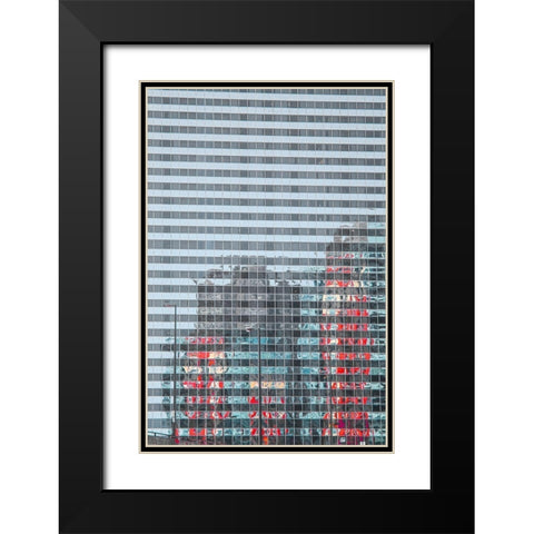 Shot from the Chicago River in downtown Chicago-reflections of city skyline Black Modern Wood Framed Art Print with Double Matting by Ostrowitz, Mallorie