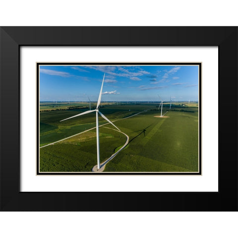Windmill farm-Macon County-Illinois Black Modern Wood Framed Art Print with Double Matting by Day, Richard and Susan