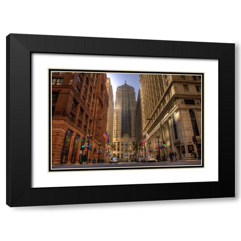 LaSalle street in downtown Chicago Illinois Black Modern Wood Framed Art Print with Double Matting by SMO