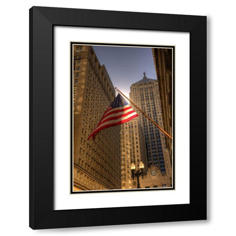 LaSalle street in downtown Chicago Illinois Black Modern Wood Framed Art Print with Double Matting by SMO