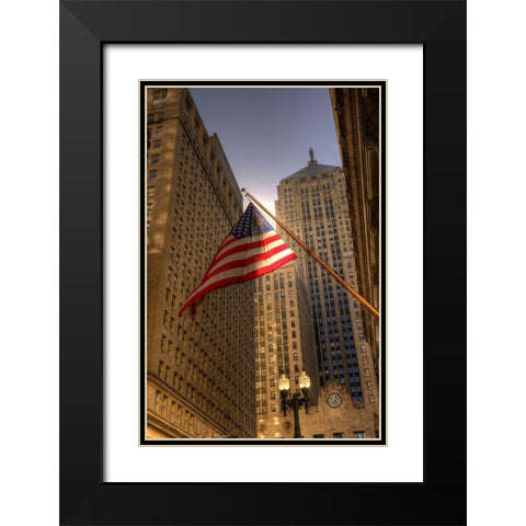 LaSalle street in downtown Chicago Illinois Black Modern Wood Framed Art Print with Double Matting by SMO