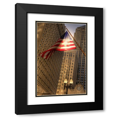 LaSalle street in downtown Chicago Illinois Black Modern Wood Framed Art Print with Double Matting by SMO