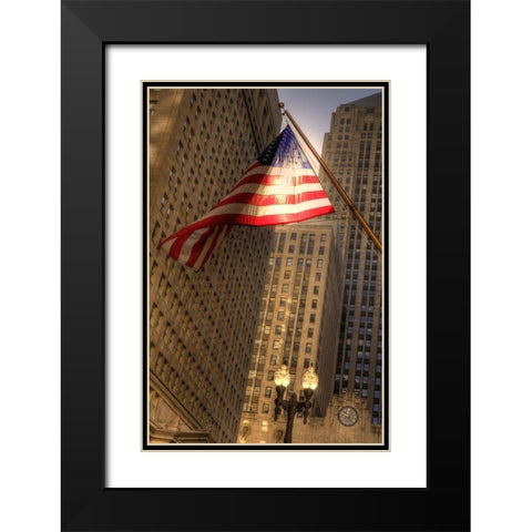 LaSalle street in downtown Chicago Illinois Black Modern Wood Framed Art Print with Double Matting by SMO