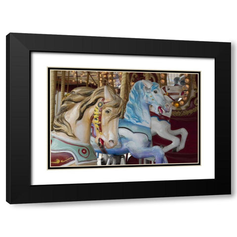 Merry-go-round horses, Indianapolis, Indiana, USA Black Modern Wood Framed Art Print with Double Matting by Kaveney, Wendy