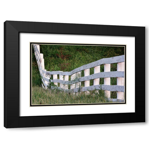 White wooden fence across rolling hill-Shaker Village of Pleasant Hill-Harrodsburg-Kentucky Black Modern Wood Framed Art Print with Double Matting by Jones, Adam