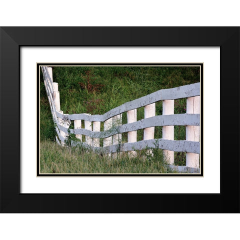 White wooden fence across rolling hill-Shaker Village of Pleasant Hill-Harrodsburg-Kentucky Black Modern Wood Framed Art Print with Double Matting by Jones, Adam