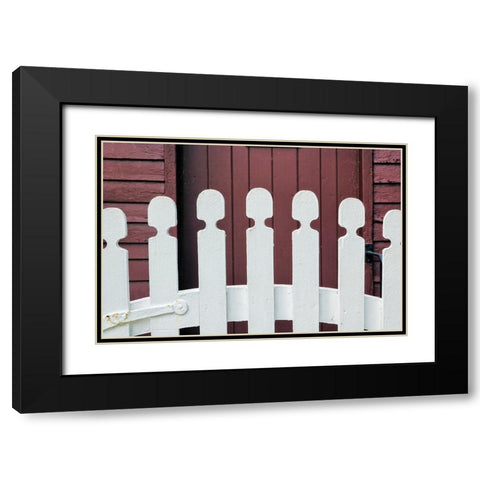 Typical white picket fence-Shaker Village of Pleasant Hill-Harrodsburg-Kentucky Black Modern Wood Framed Art Print with Double Matting by Jones, Adam