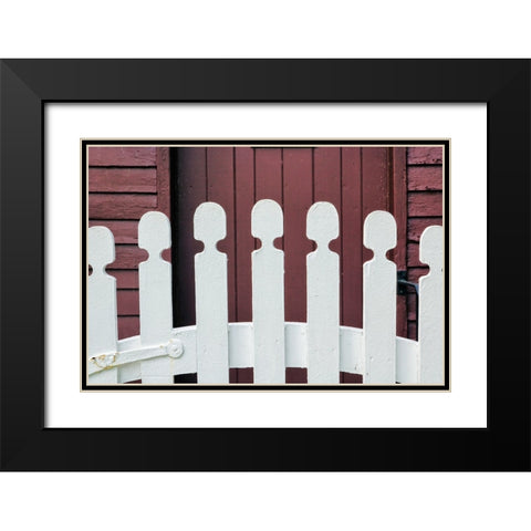 Typical white picket fence-Shaker Village of Pleasant Hill-Harrodsburg-Kentucky Black Modern Wood Framed Art Print with Double Matting by Jones, Adam