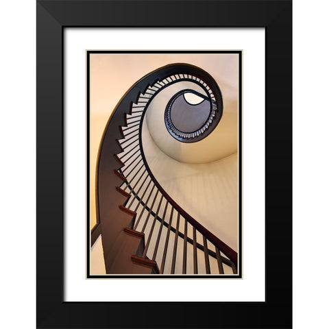 Spiral stairway-Shaker Village of Pleasant Hill-Kentucky Black Modern Wood Framed Art Print with Double Matting by Jones, Adam