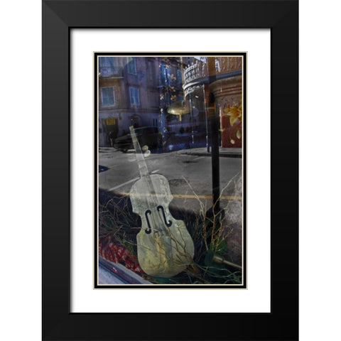 Louisiana, New Orleans Reflections on a window Black Modern Wood Framed Art Print with Double Matting by Noble Gardner, Nancy