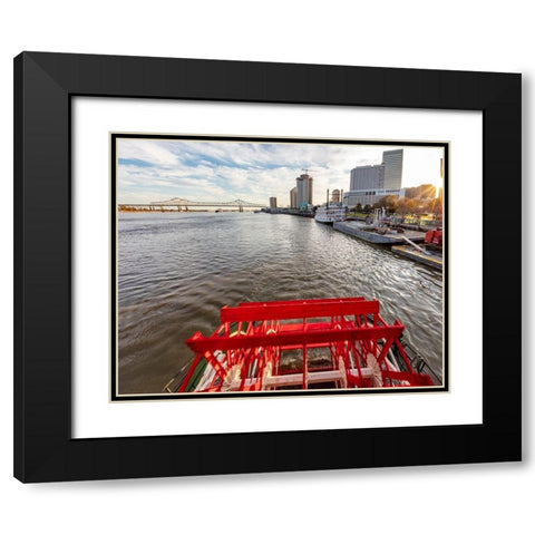 Paddle wheel in motion on the historic steamboat The Natchez in New Orleans-Louisiana-USA Black Modern Wood Framed Art Print with Double Matting by Haney, Chuck