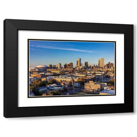 View of the city skyline from the rooftop bar at the Ponchartrain Hotel in New Orleans-Louisiana-USA Black Modern Wood Framed Art Print with Double Matting by Haney, Chuck