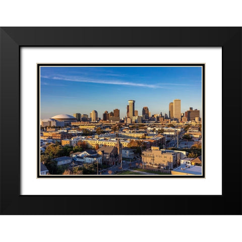 View of the city skyline from the rooftop bar at the Ponchartrain Hotel in New Orleans-Louisiana-USA Black Modern Wood Framed Art Print with Double Matting by Haney, Chuck