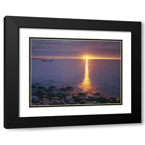 ME, Acadia NP,Â  Sunrise on fog and shore rocks Black Modern Wood Framed Art Print with Double Matting by Talbot Frank, Christopher