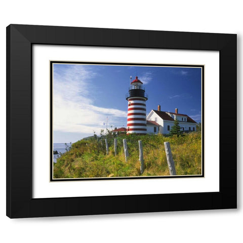 ME, Lubec West Quoddy Head Lighthouse Black Modern Wood Framed Art Print with Double Matting by Terrill, Steve