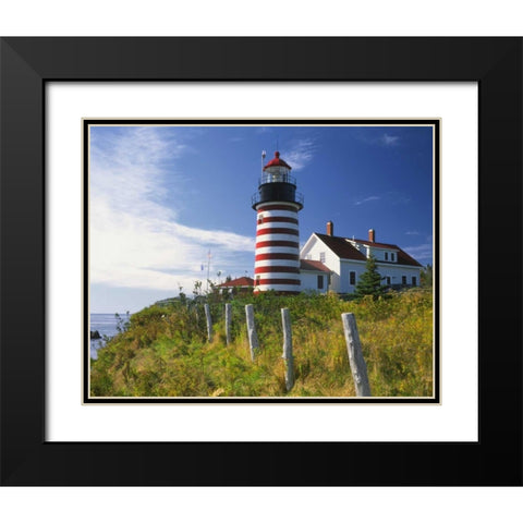 ME, Lubec West Quoddy Head Lighthouse Black Modern Wood Framed Art Print with Double Matting by Terrill, Steve