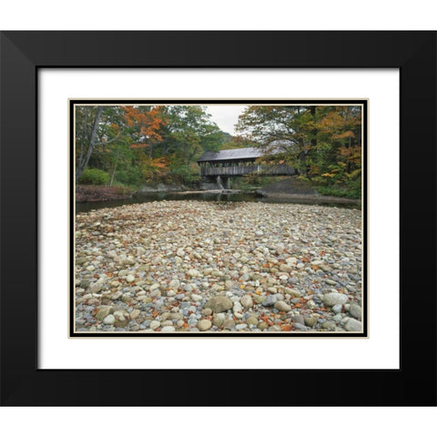 ME, Oxford Co, Sunday River Covered Bridg Black Modern Wood Framed Art Print with Double Matting by Terrill, Steve