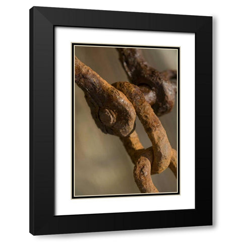 USA, Maine, Harpswell Rusted chain on a pier Black Modern Wood Framed Art Print with Double Matting by Clemons, Kathleen