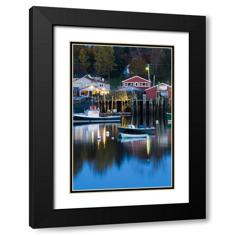 ME, Mount Desert Bernard Harbor reflections Black Modern Wood Framed Art Print with Double Matting by Rotenberg, Nancy