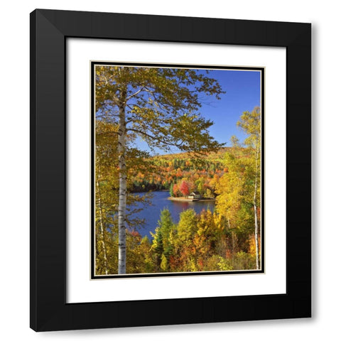 USA, Maine, Bingham Wyman Lake and autumn colors Black Modern Wood Framed Art Print with Double Matting by Terrill, Steve