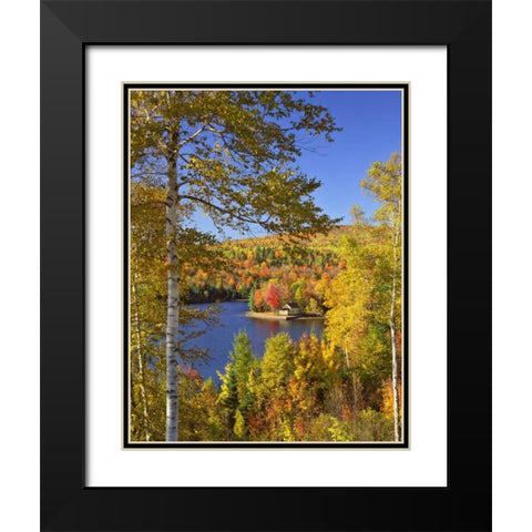 USA, Maine, Bingham Wyman Lake and autumn colors Black Modern Wood Framed Art Print with Double Matting by Terrill, Steve