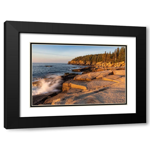 Otter Cliffs at sunrise in Acadia National Park-Maine-USA Black Modern Wood Framed Art Print with Double Matting by Haney, Chuck