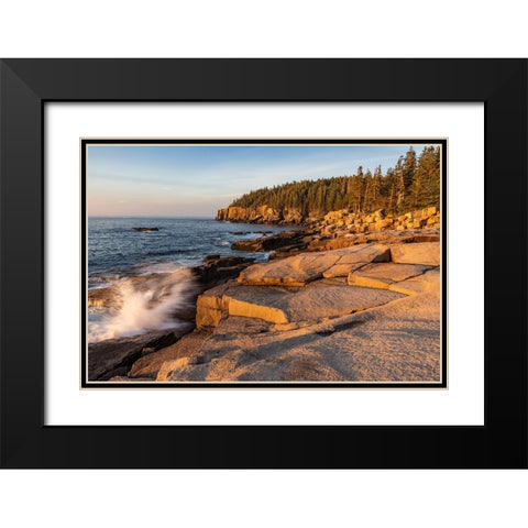 Otter Cliffs at sunrise in Acadia National Park-Maine-USA Black Modern Wood Framed Art Print with Double Matting by Haney, Chuck