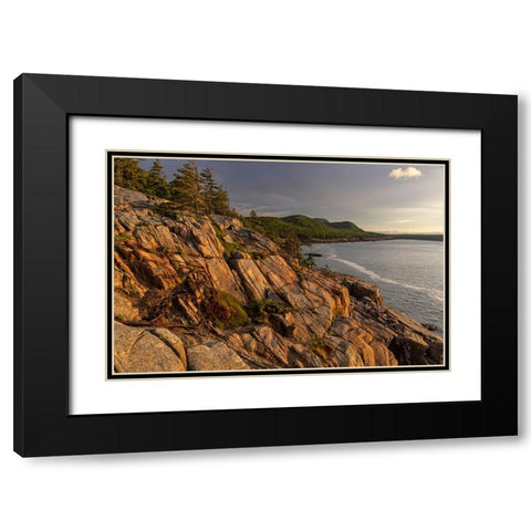 Otter Cliffs at sunrise in Acadia National Park-Maine-USA Black Modern Wood Framed Art Print with Double Matting by Haney, Chuck