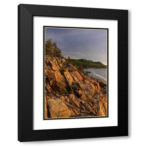 Otter Cliffs at sunrise in Acadia National Park-Maine-USA Black Modern Wood Framed Art Print with Double Matting by Haney, Chuck