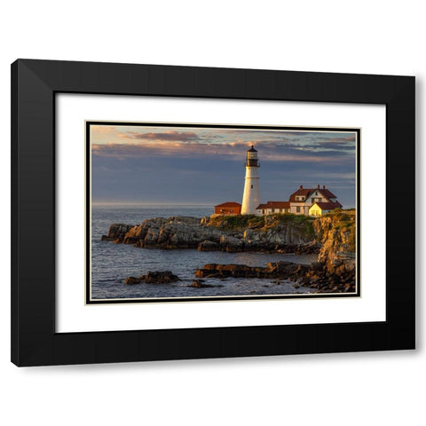 Portland Head Lighthouse in Portland-Maine-USA Black Modern Wood Framed Art Print with Double Matting by Haney, Chuck
