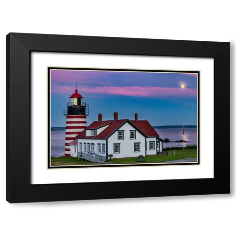 West Quoddy Head Lighthouse is the easternmost point in USA near Lubec-Maine-USA Black Modern Wood Framed Art Print with Double Matting by Haney, Chuck