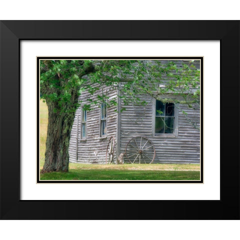 Maine Historic Stone Barn Farm (1820) in Bar Harbor Black Modern Wood Framed Art Print with Double Matting by Eggers, Julie