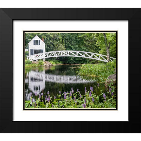 Maine Somesville bridge with reflection in Acadia National Park Black Modern Wood Framed Art Print with Double Matting by Eggers, Julie