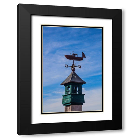 USA-New England-Maine-Mt-Desert Island weather vane topped with a fishing boat Black Modern Wood Framed Art Print with Double Matting by Gulin, Sylvia