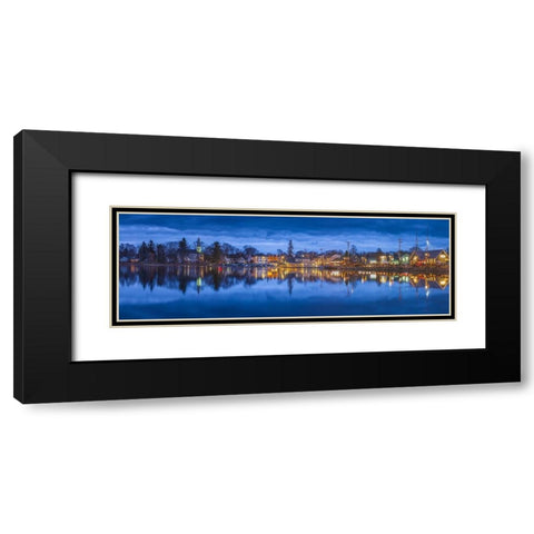 Maine-Kennebunkport-village reflection-winter-dusk Black Modern Wood Framed Art Print with Double Matting by Bibikow, Walter