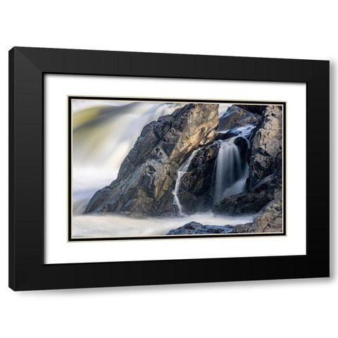 Usa-Maryland Great Falls Overlook-Potomac River-Long Exposure of the Water of the Potomac Black Modern Wood Framed Art Print with Double Matting by Looney, Hollice