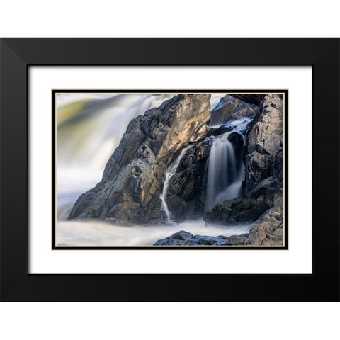 Usa-Maryland Great Falls Overlook-Potomac River-Long Exposure of the Water of the Potomac Black Modern Wood Framed Art Print with Double Matting by Looney, Hollice