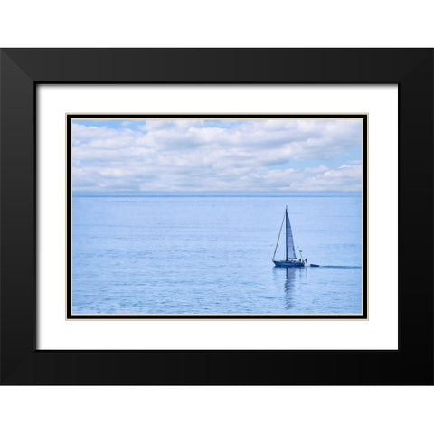 Sailboat on Nahant Bay-Massachusetts Black Modern Wood Framed Art Print with Double Matting by Engelbrecht, Lisa S.