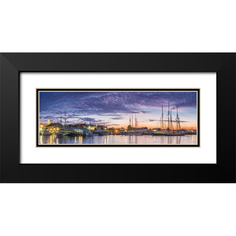New England-Massachusetts-Cape Ann-Gloucester-Gloucester Schooner Festival-schooners at dawn Black Modern Wood Framed Art Print with Double Matting by Bibikow, Walter