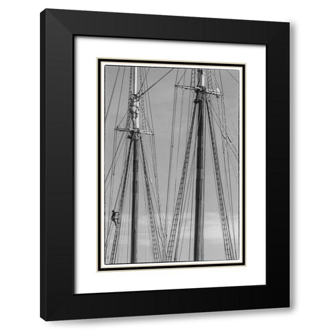 New England-Massachusetts-Cape Ann-Gloucester-Gloucester Schooner Festival-schooner masts Black Modern Wood Framed Art Print with Double Matting by Bibikow, Walter
