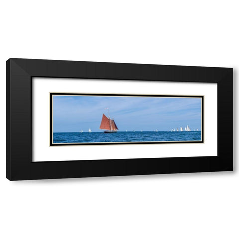 New England-Massachusetts-Cape Ann-Gloucester-Gloucester Schooner Festival-schooner parade of sail Black Modern Wood Framed Art Print with Double Matting by Bibikow, Walter