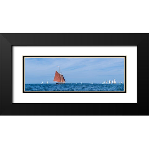 New England-Massachusetts-Cape Ann-Gloucester-Gloucester Schooner Festival-schooner parade of sail Black Modern Wood Framed Art Print with Double Matting by Bibikow, Walter