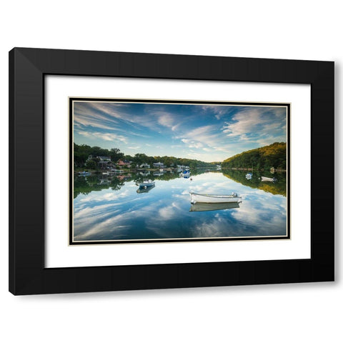 New England-Massachusetts-Cape Ann-Gloucester-Annisquam-Lobster Cove-reflections Black Modern Wood Framed Art Print with Double Matting by Bibikow, Walter