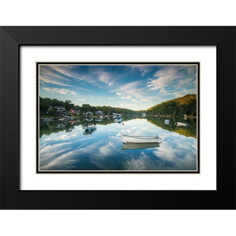 New England-Massachusetts-Cape Ann-Gloucester-Annisquam-Lobster Cove-reflections Black Modern Wood Framed Art Print with Double Matting by Bibikow, Walter